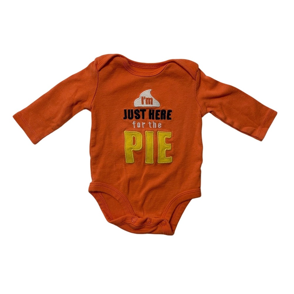 Carters Newborn Orange Thanksgiving Bodysuit Just Here For The Pie Long Sleeve